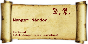 Wanger Nándor névjegykártya