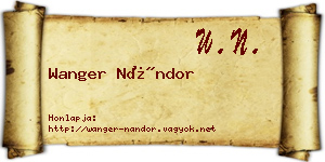 Wanger Nándor névjegykártya